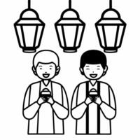 Diwali lantern and floating lotus with glowing elements isolated on white background Clean vector