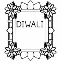 Diwali lanterns and floral elements border frame with joyful wording providing cheerful copy space in the center Clean vector