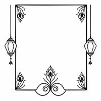 Diwali lanterns and peacock feathers border frame with traditional wording providing elegant copy space in the center Clean Set 3 vector