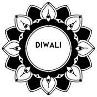 Diwali lanterns and peacock feathers border frame with traditional wording providing elegant copy space in the center Clean vector
