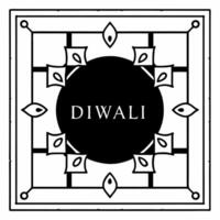 Diwali lanterns and Swastik motifs border frame with sacred wording offering holy copy space in the center Clean Set 2 vector