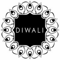 Diwali lanterns and peacock feathers border frame with traditional wording providing elegant copy space in the center Clean Set 2 vector
