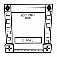 Diwali lanterns and Swastik motifs border frame with sacred wording offering holy copy space in the center Clean vector