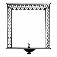 Diya Lamp and Rangoli Border with Copy Space Clean vector