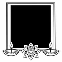 Diya Lamp and Rangoli Border with Copy Space Clean Set 2 vector