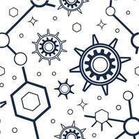 Dynamic seamless tile pattern with abstract futuristic symbols and glowing elements forming a modern high tech environment with digital energy Clean vector