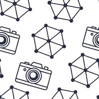 Dynamic virtual patterns arranged in seamless tiles with abstract digital networks and clear isolated whitebalance for hightech visual impact Clean vector