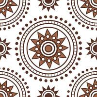 Ethnic patterns seamless design with circular motifs and earthy tones for a harmonious grounded cultural vibe Clean vector
