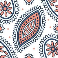 Ethnic patterns seamless design with hand drawn motifs and vibrant contrasting colors for a playful artistic cultural theme Clean vector