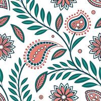 Ethnic patterns seamless design with natural elements like leaves and flowers for a boho chic free spirited look Clean vector