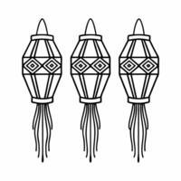 Flat Abstract digital art of Diwali lanterns and glowing patterns representing a cultural gathering Clean Set 6 vector