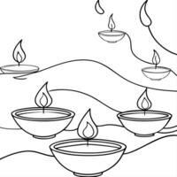 Flat Abstract glowing digital art of Labh Pancham with floating diya lamps Clean Set 2 vector