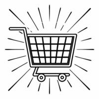 Flat Abstract glowing shopping cart with digital particles Clean vector