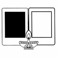 Flat Bhai Dooj Tika and Candle Frame with Copy Space Clean vector