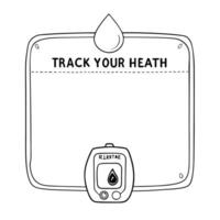 Flat Blood drop icon and glucose meter border frame with Track Your Health text Clean vector