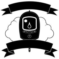 Flat Blood glucose meter and awareness banner floating Clean vector