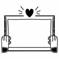 Flat Border frame with glowing heart and hand representing compassion and human dignity for Human Rights Day Clean vector