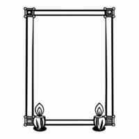 Flat Border frame with Hanukkah oil jug and candles copy space on top Clean vector