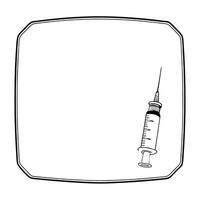 Flat Border frame with insulin vial and syringe Inject with Care text Clean vector