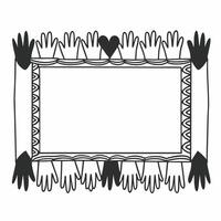 Flat Border frame with glowing raised fist and torch symbolizing activism and freedom for Human Rights Day Clean vector