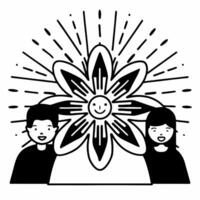 Flat Candid Family Rangoli Making Clean vector