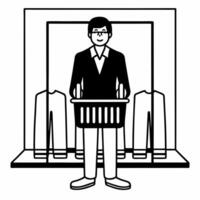 Flat Candid Shopper Checking Out Clearance Items Clean vector