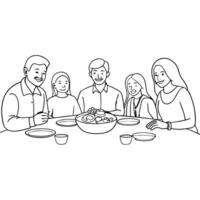 Flat Candid shot of a family enjoying a meal during Labh Pancham Clean Set 2 vector