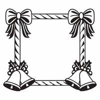 Flat Christmas bells and ribbon frame with copy space for holiday greetings Clean vector