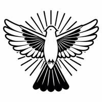 Flat Close up of a glowing dove in flight symbolizing peace freedom and justice Clean vector