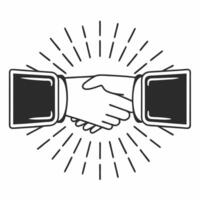 Flat Close up of a handshake with digital overlay representing equality in the workplace Clean vector
