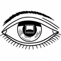Flat Close up of eye reflection on glowing Cyber Monday website Clean vector
