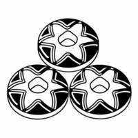 Flat Close up of futuristic Hanukkah donuts with glowing neon icing Clean vector