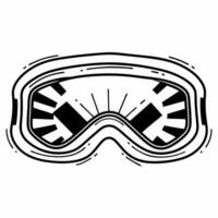 Flat Close up of glowing snow goggles with holographic lenses Clean vector