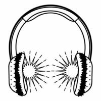 Flat Close up of glowing futuristic earmuffs with holographic patterns Clean vector