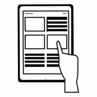 Flat Close up of hand swiping on glowing tablet during Cyber Monday sale Clean vector