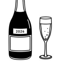 Flat Close Up of New Year Champagne Clean vector