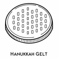 Flat Close up of Hanukkah gelt with futuristic binary code etched into the gold Clean vector