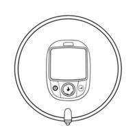 Flat Continuous glucose monitor CGM and blue circle with Advanced Diabetes Management text Clean Set 2 vector