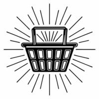 Flat Cyber Monday shopping basket with abstract glowing lines Clean vector