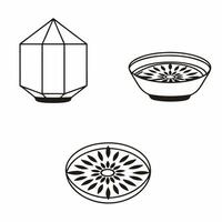 Flat Diwali lantern and diya with floating rangoli elements isolated on white background Clean Set 2 vector