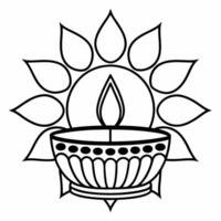 Flat Diwali lantern and diya with floating rangoli elements isolated on white background Clean Set 3 vector