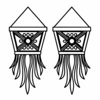 Flat Diwali lantern and floating toran with intricate designs isolated on white background Clean vector