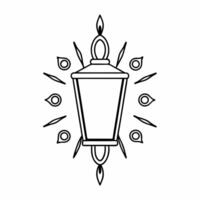Flat Diwali lantern and floating rangoli elements with glowing accents isolated on white background Clean vector