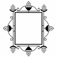 Flat Diwali lanterns and floating diyas border frame with elegant wording creating a serene copy space in the center Clean vector