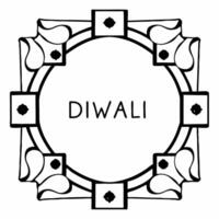 Flat Diwali lanterns and Swastik symbols border frame with spiritual wording offering sacred copy space in the center Clean vector