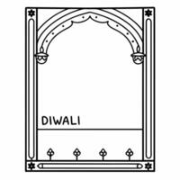 Flat Diwali lanterns and mandala patterns border frame with cultural wording offering intricate copy space in the center Clean vector