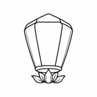 Flat Diwali lantern with floating lotus petals gently falling isolated on white background Clean vector