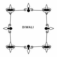 Flat Diwali lanterns and Swastik motifs border frame with sacred wording offering holy copy space in the center Clean Set 2 vector