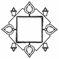 Flat Diwali lanterns and Ganesha motifs border frame with blessing wording providing a spiritual copy space in the center Clean Set 2 vector