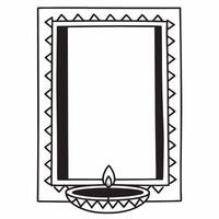 Flat Diya Lamp and Rangoli Border with Copy Space Clean Set 2 vector